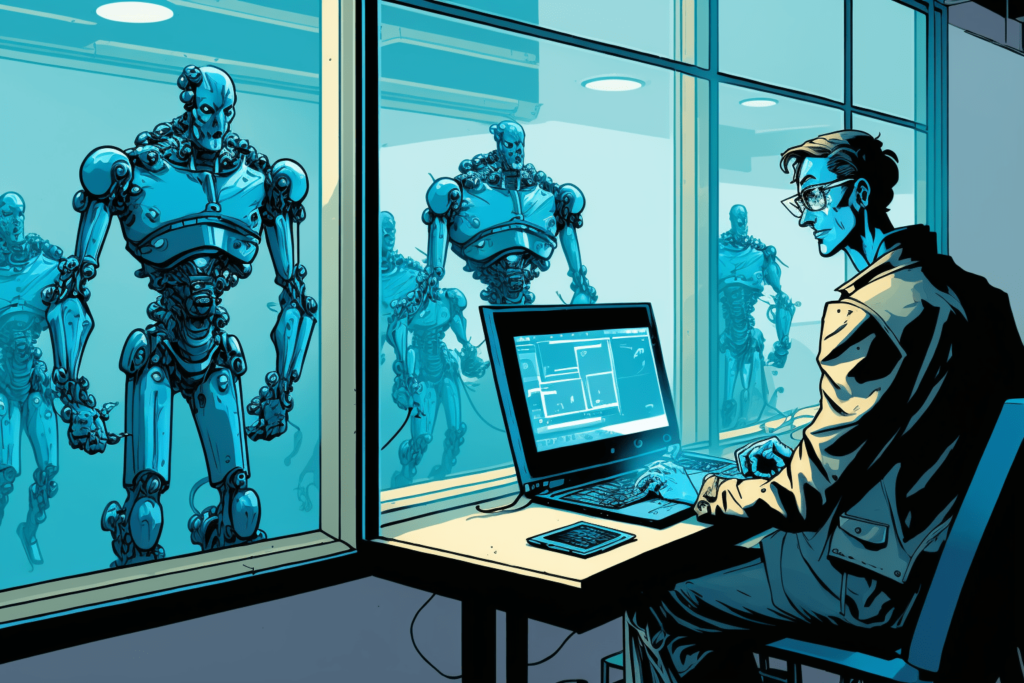 Digital illustration depicts how AI can can create jobs for human