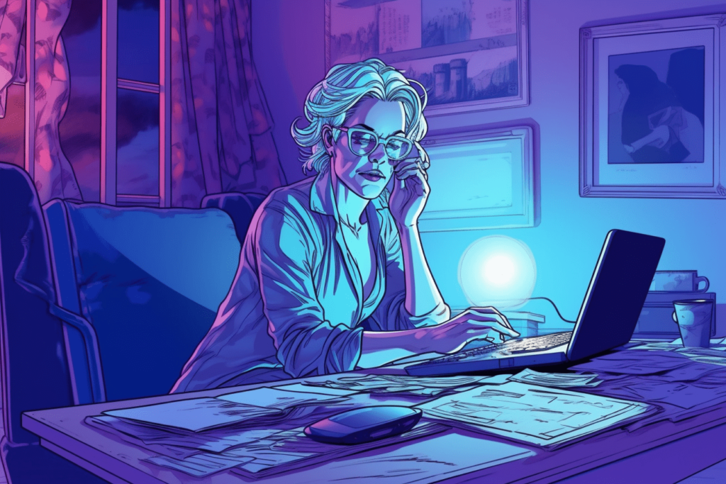 Digital illustration of a virtual assistant woman