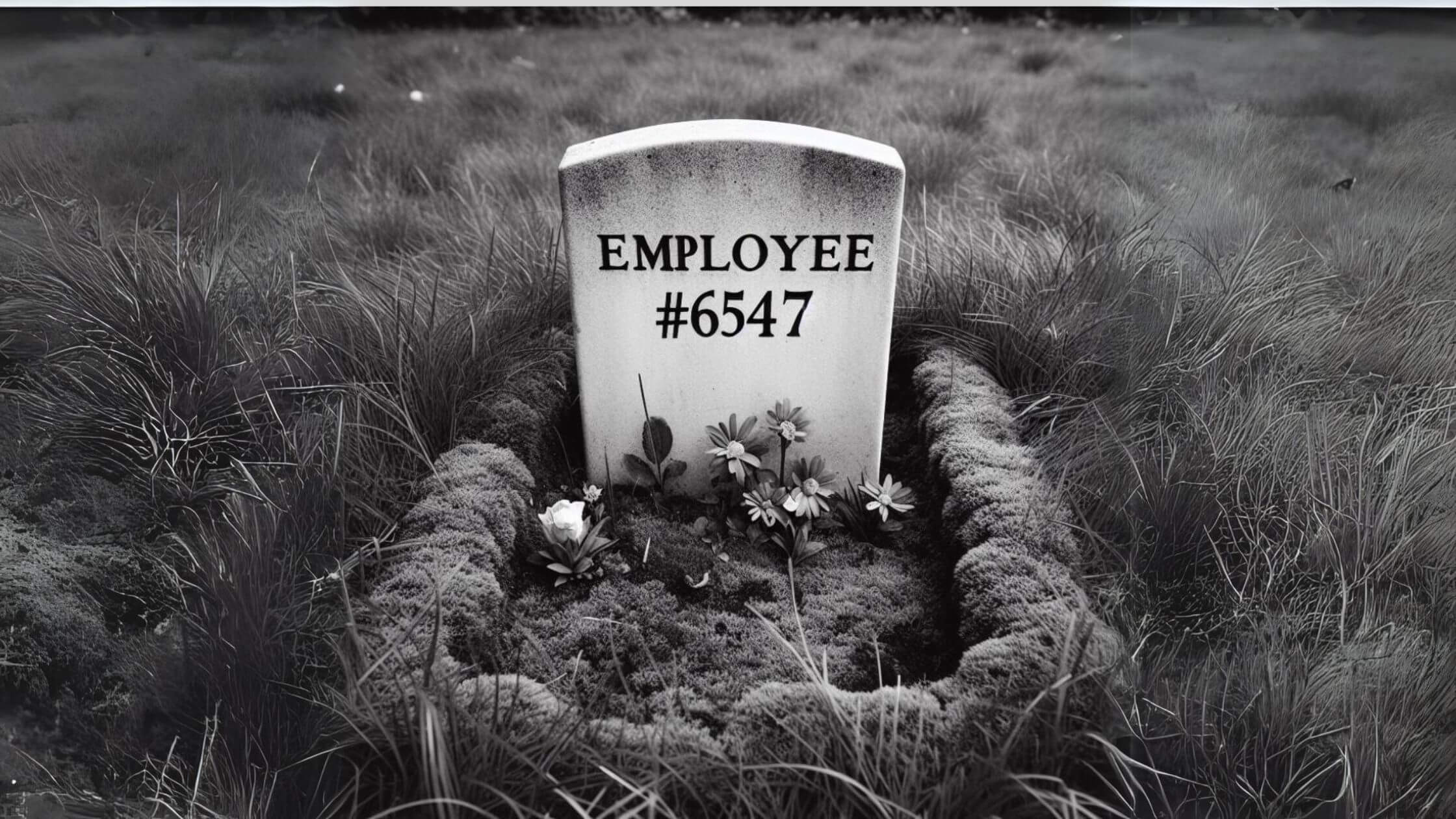 grave of a dead employee depicts how a person can lose job all of a sudden and what to do when you lose your job