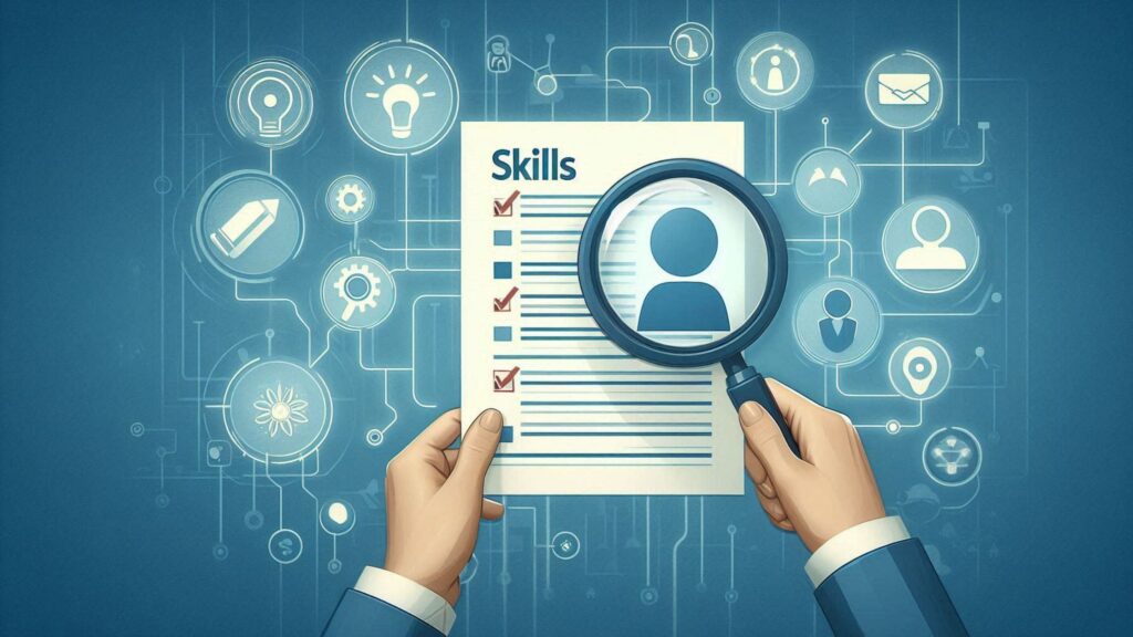 An infographic image depicts job specific skills on a resume